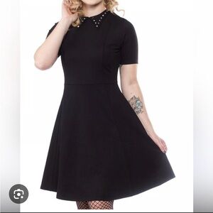 Sourpuss Black A-Line Mini Dress with Peter Pan Collar